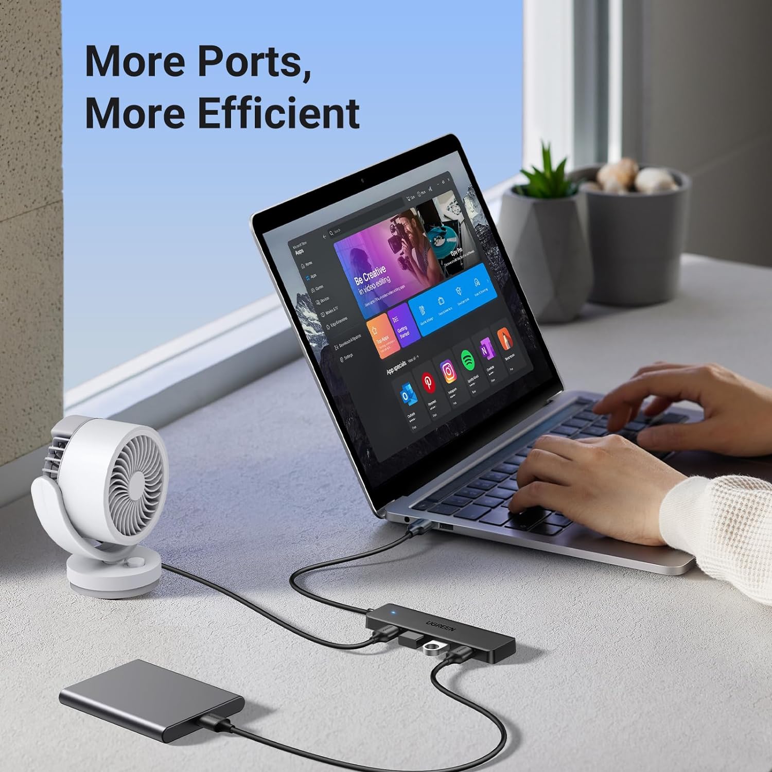 UGREEN USB 3.0 Hub, 4 Ports USB A Splitter Ultra-Slim USB