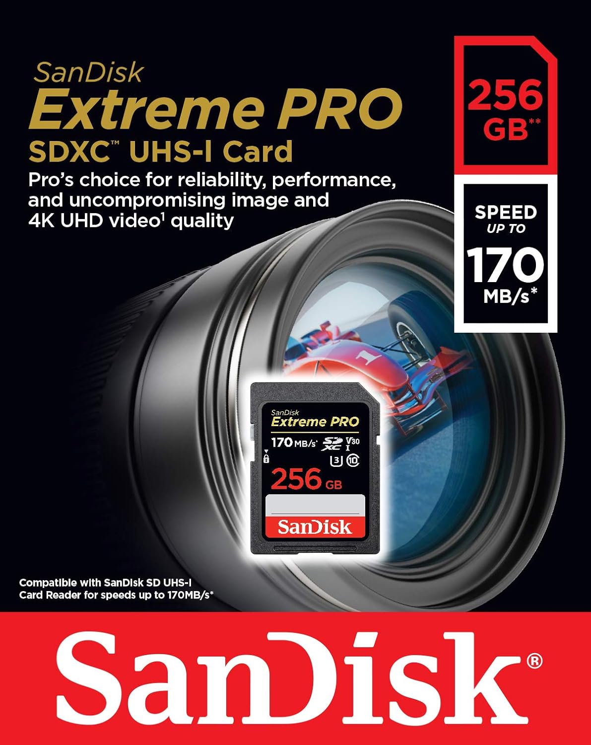 SanDisk Extreme PRO SDXC UHS-I Card - C10, U3, V30, 4K UHD