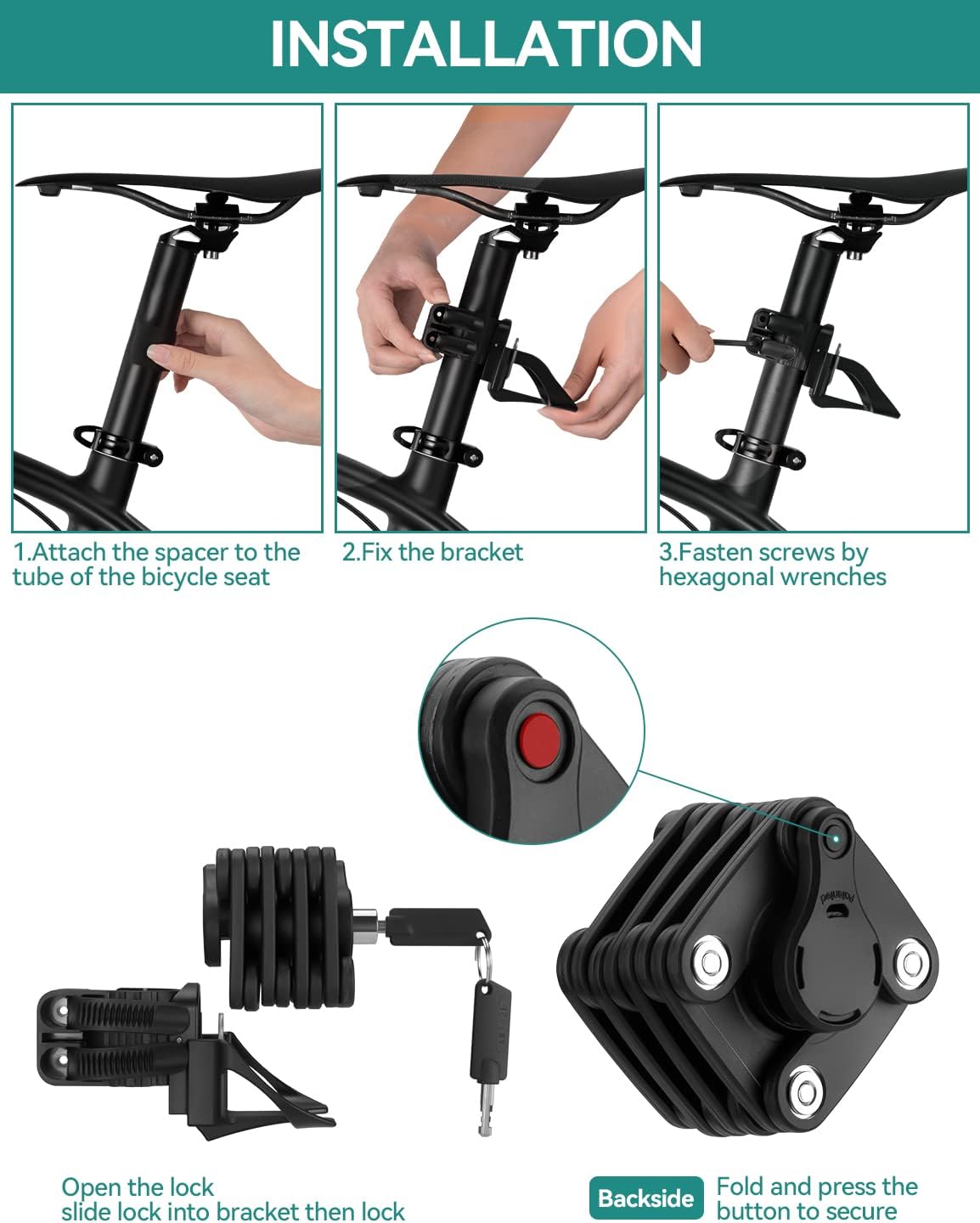 ROCKBROS Cube Bike Lock Heavy Duty Anti-Theft