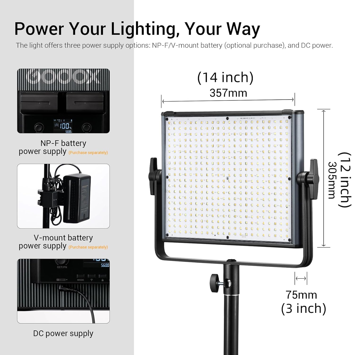 Godox LDX50Bi 14'' Luz de vídeo LED bicolor, 65W