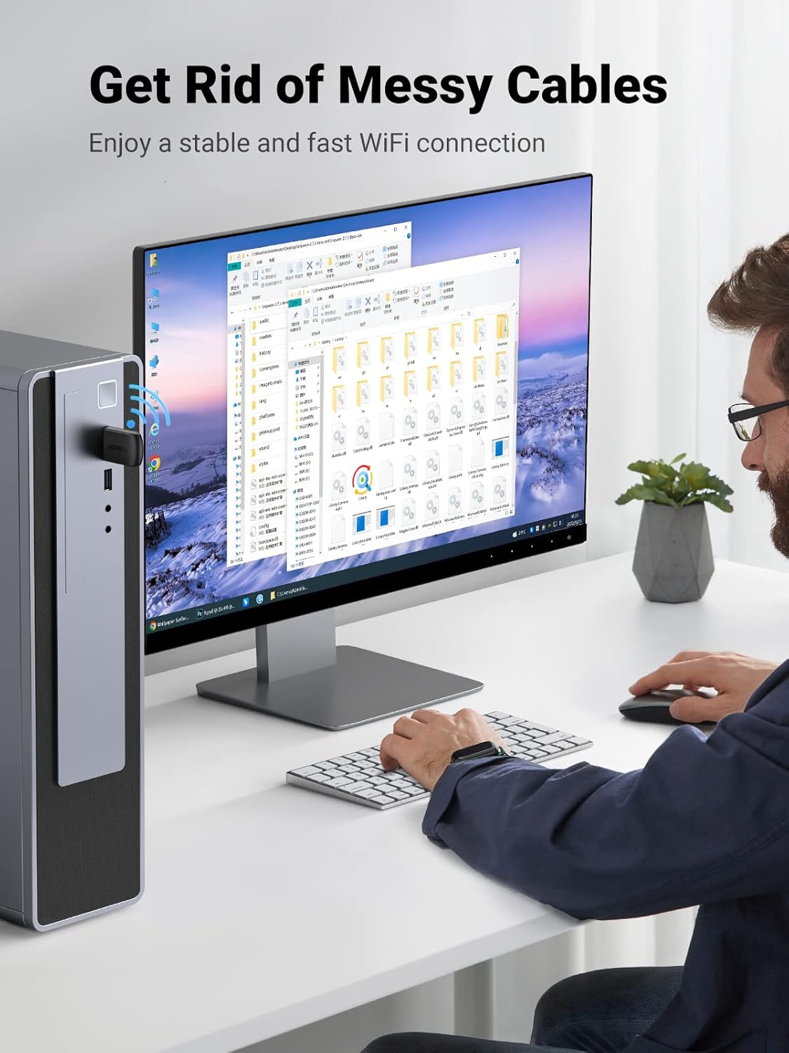 UGREEN AC650 USB WiFi Adapter for Desktop PC 5G 2.4G Dual Band WiFi Dongle