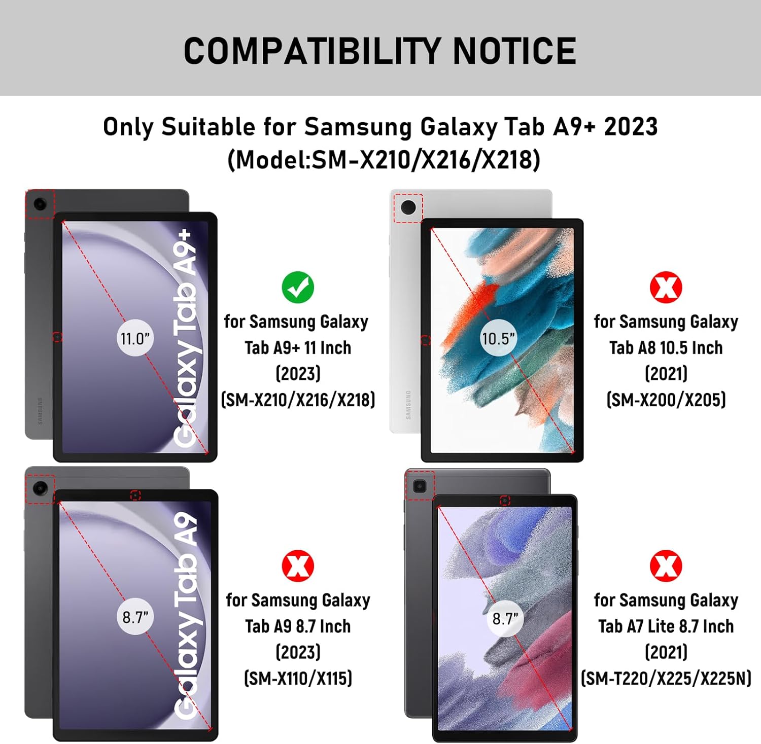 Capa com Teclado para Samsung Galaxy Tab A9+/A9 (11" - 2023)