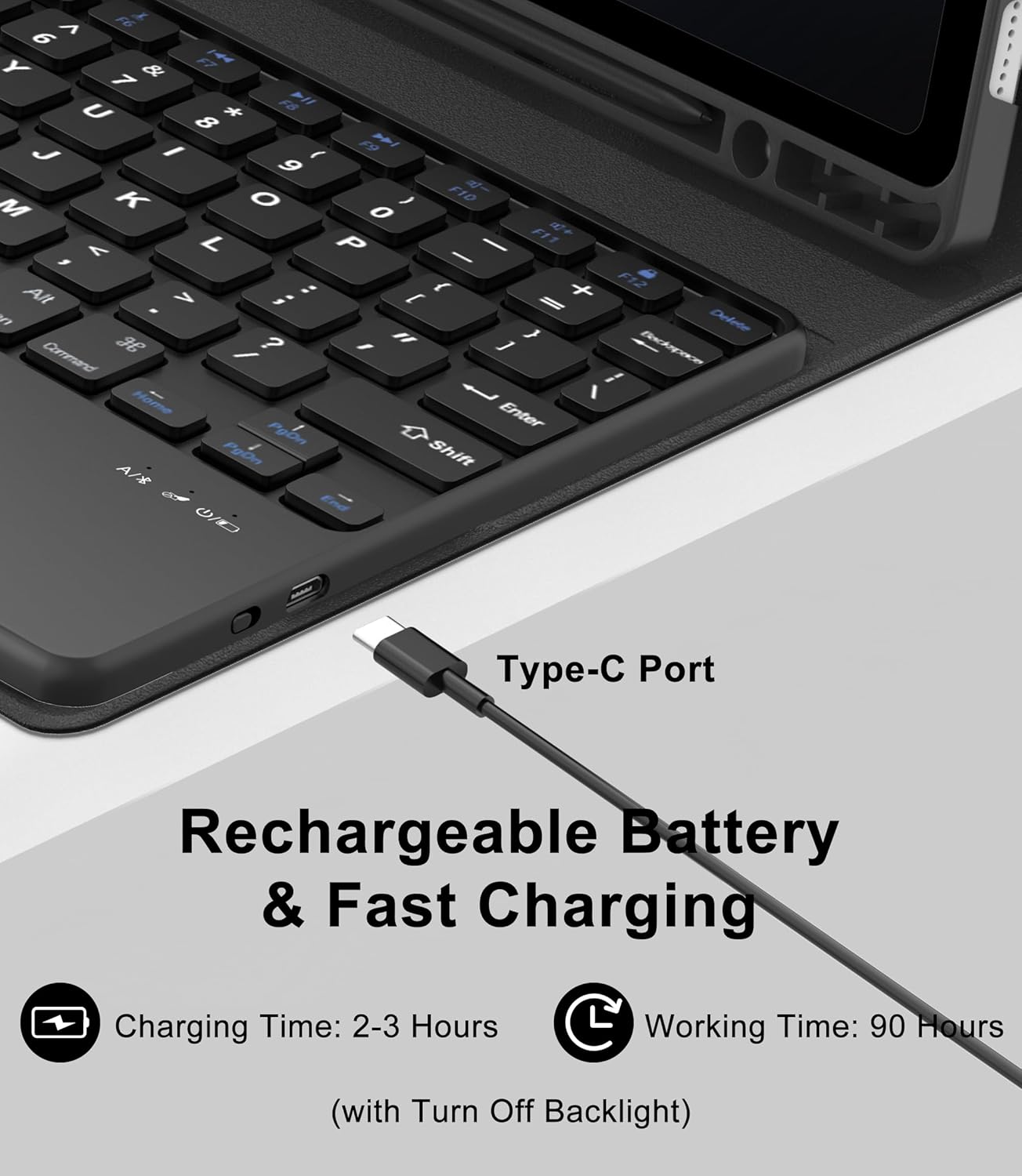 Teclado bluetooth com touchpad para tab s9/x710/s9 fe/s10 fe 11.0"