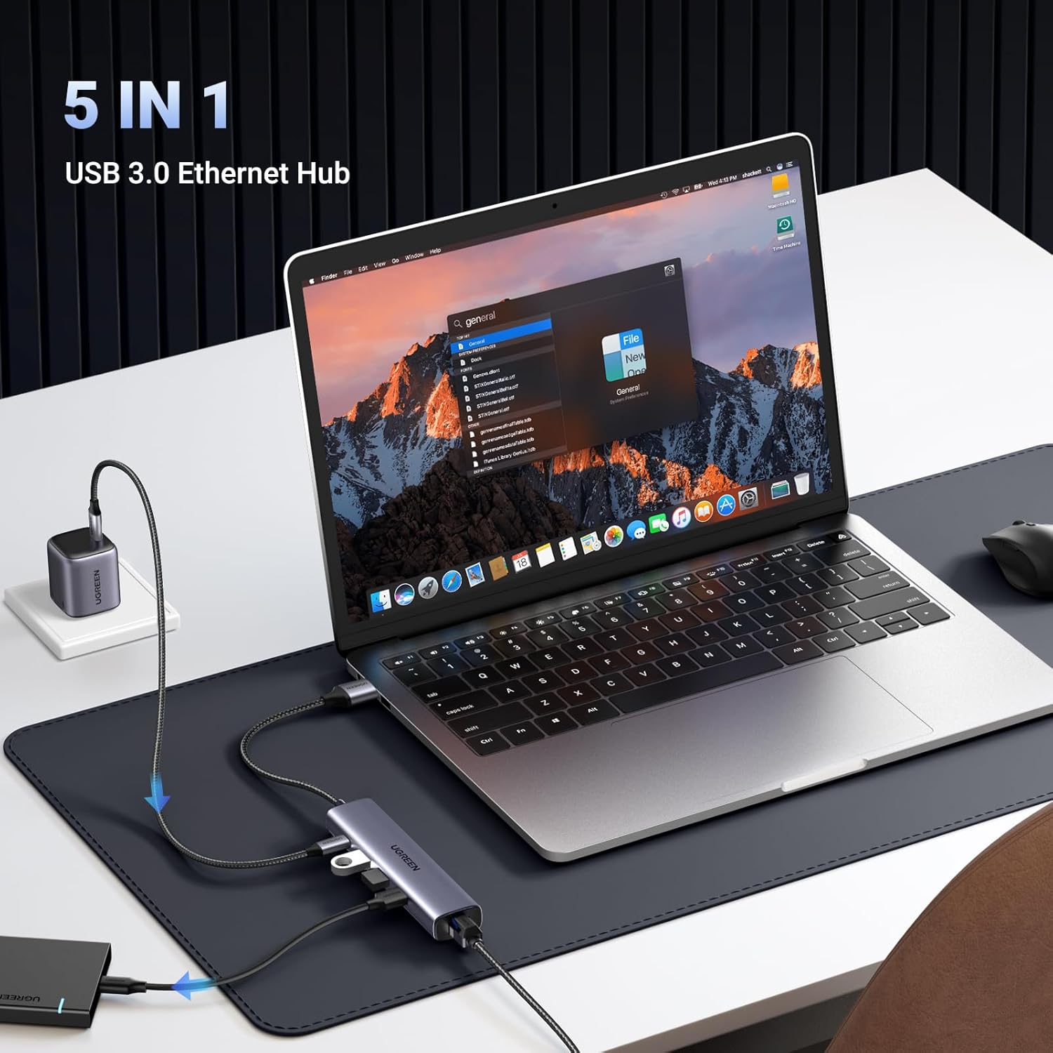 UGREEN USB to Ethernet Adapter, 5 in 1 USB Hub with Ethernet