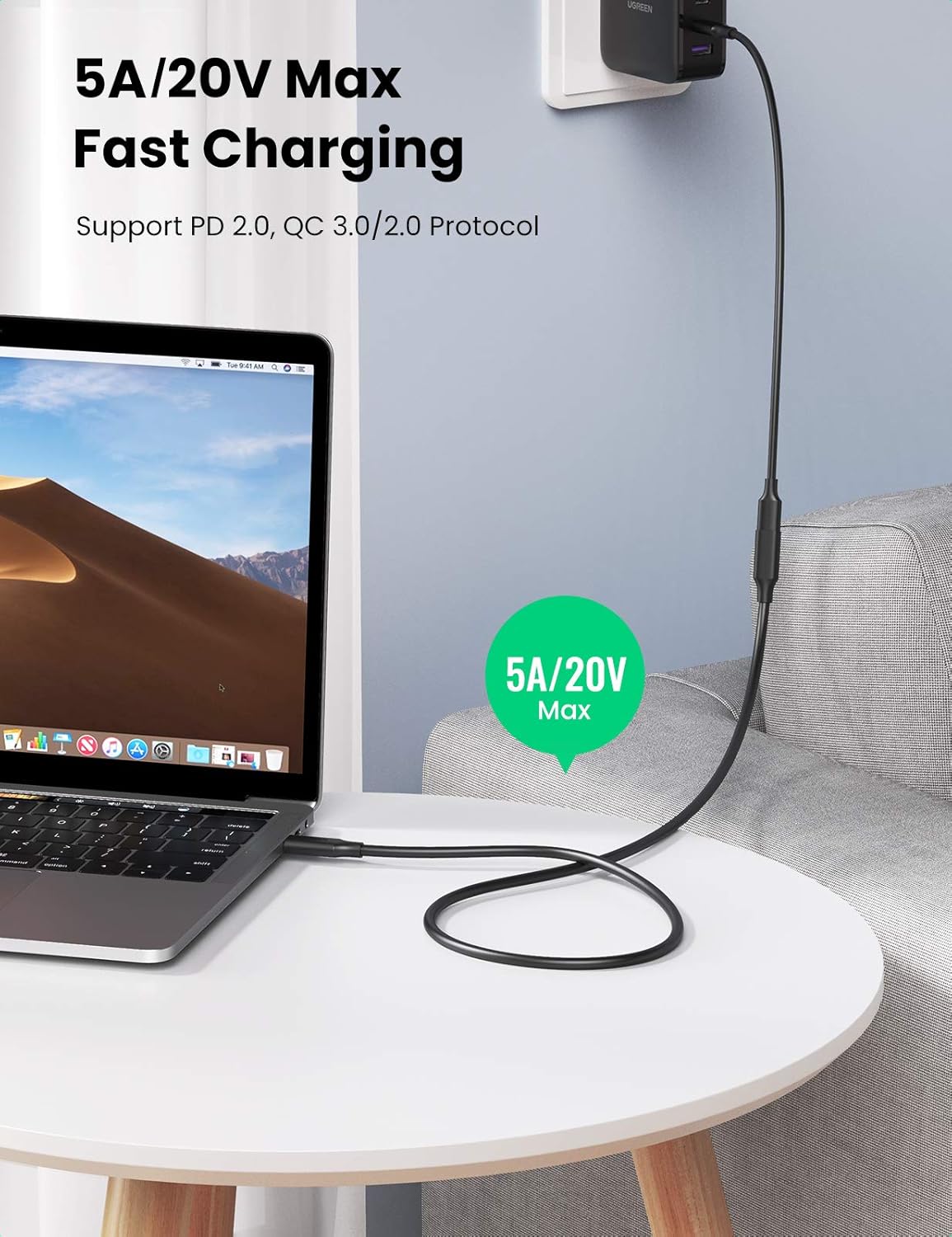 UGREEN 10387 USB C MALE TO FEMALE GEN2 EXTENSION CABLE – 1M