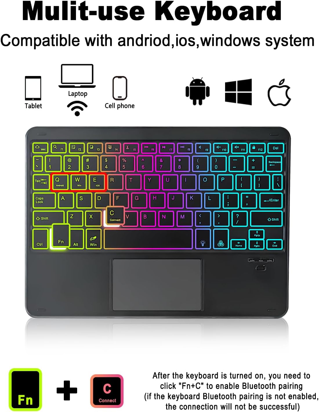 Teclado bluetooth A9 PLUS com touchpad X215/210