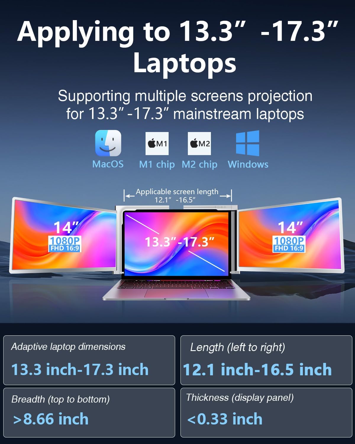Extensor de Tela para Laptop – 1080P FHD IPS Ultra-Fino s9