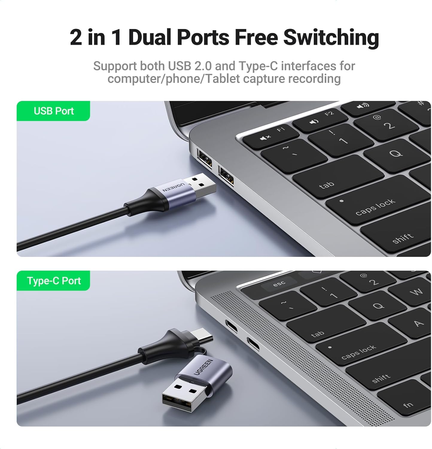 UGREEN Video Capture Card 4K HDMI to USB-A/USB-C HDMI