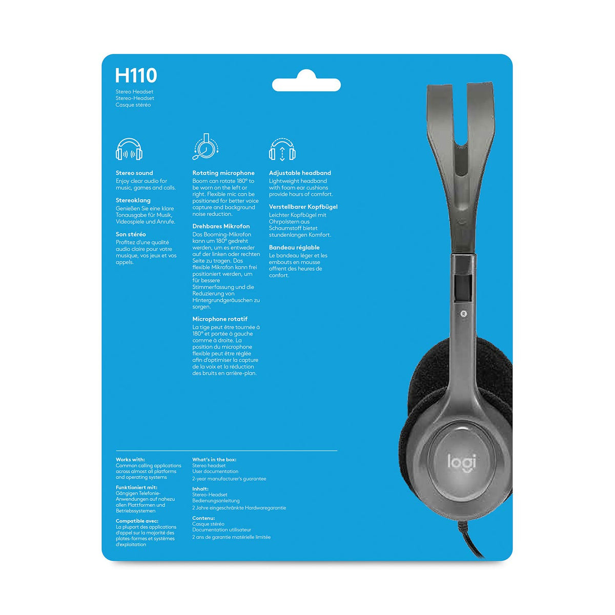 Logitech H110 Wired On Ear Headphones