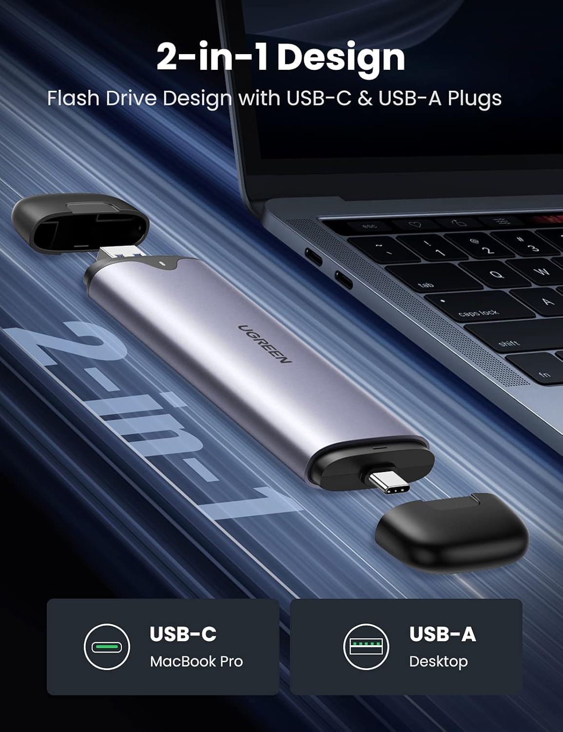 UGREEN USB-C &amp; USB 2-in-1 M.2 NVME SSD Enclosure