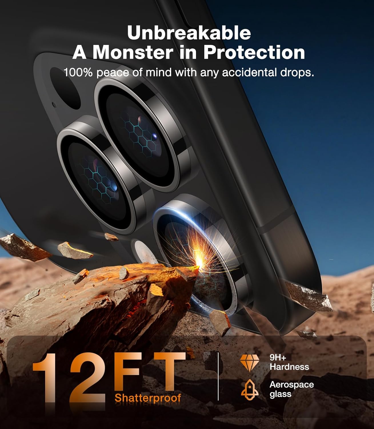 Protetor de Lente Black Titanium &amp; Natural Titanium 99 Anti-Reflective PVD Titanium Alloy para iPhone15 e 16 Pro/Pro Max