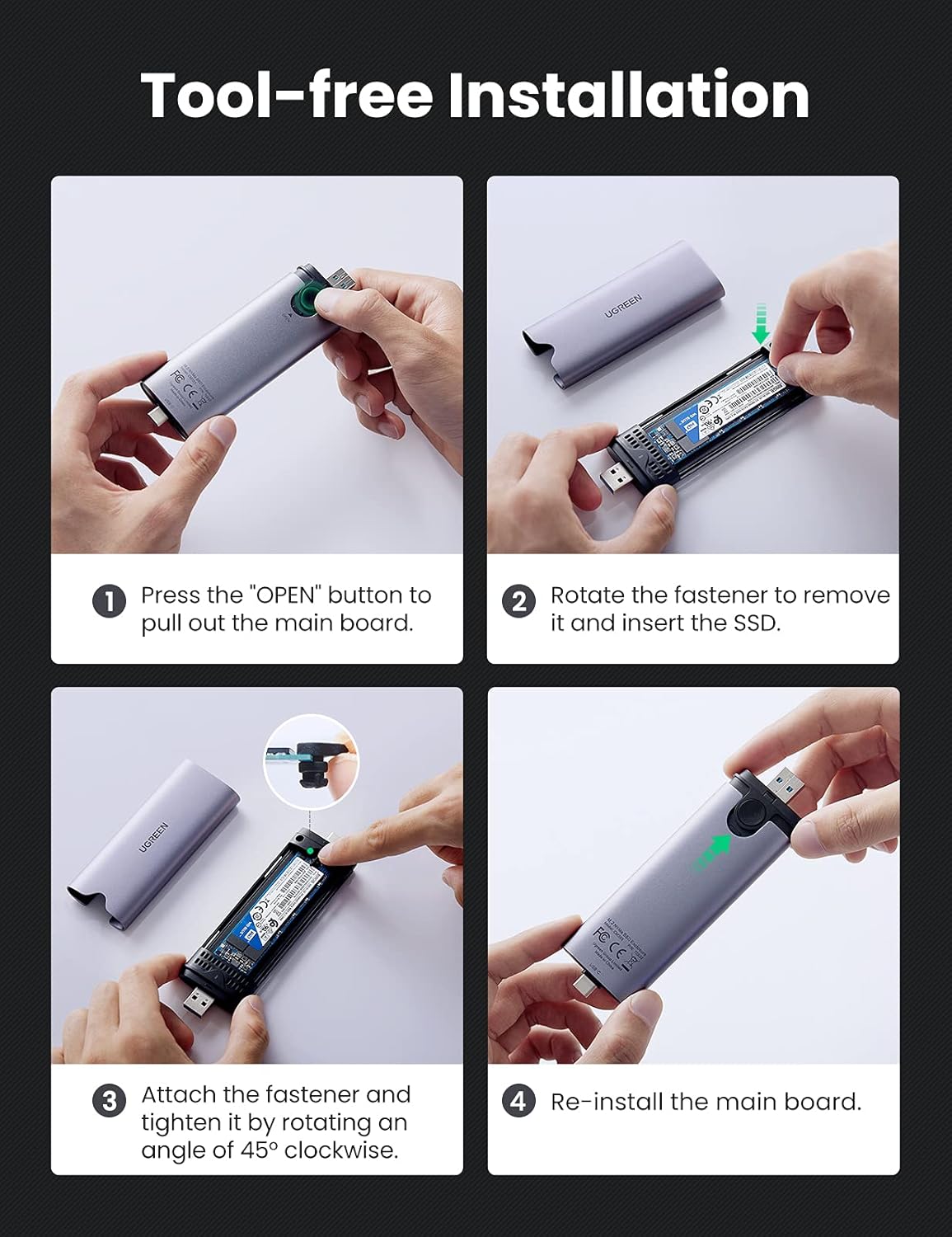 UGREEN USB-C &amp; USB 2-in-1 M.2 NVME SSD Enclosure