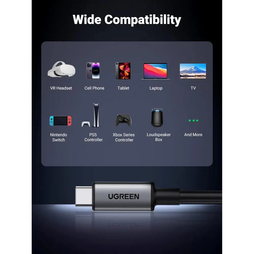 UGREEN 90629 RIGHT ANGLE USB-C TO C VR CABLE 5M (5GBPS) BLK