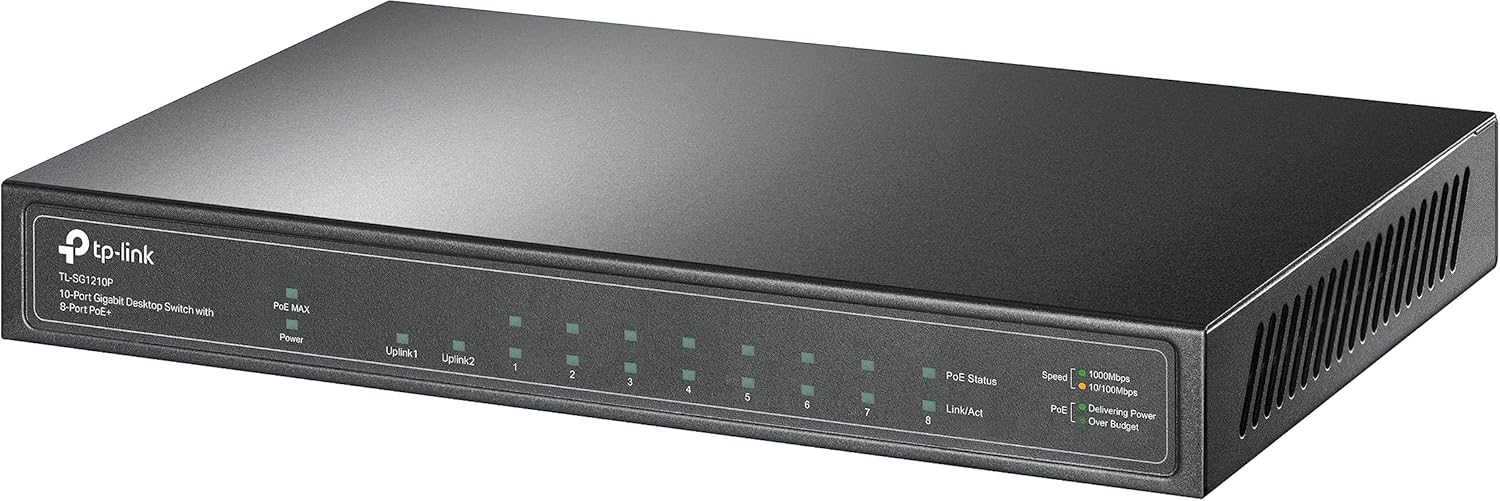 Switch de Mesa Gigabit de 10 Portas com 8 Portas PoE+TL-SG1210P