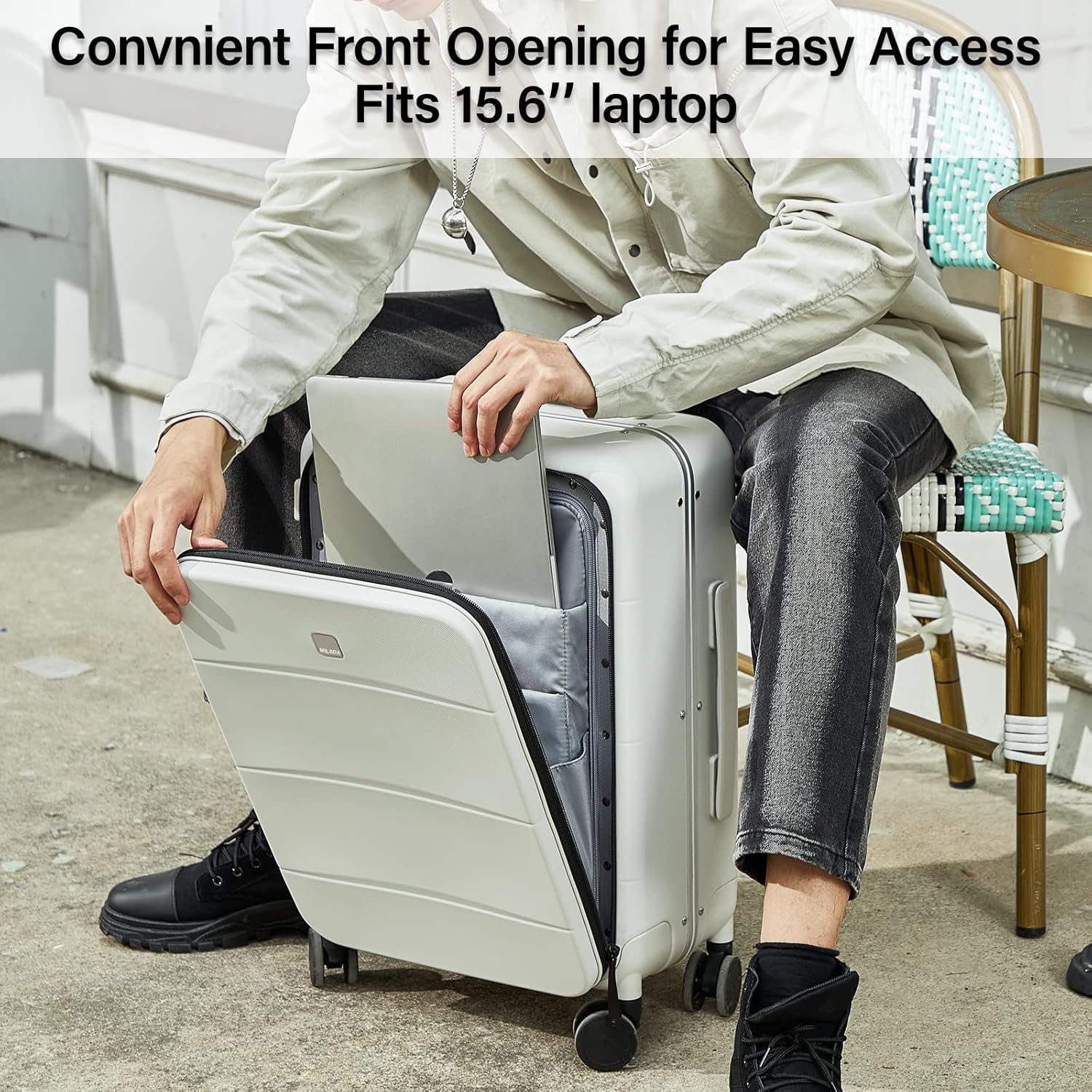 MILADA Elegant Wide Handle Carry On Luggage Travel Suitcase.