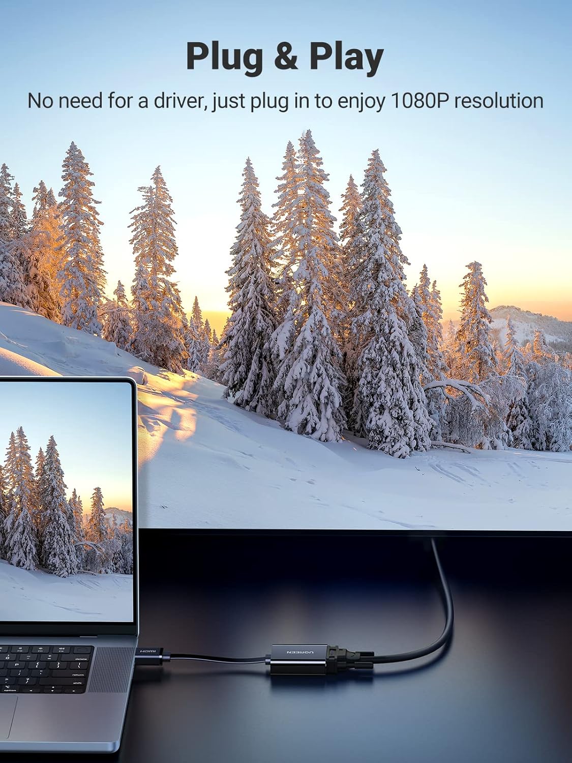 UGREEN Active HDMI to VGA Adapter with 3.5mm Audio
