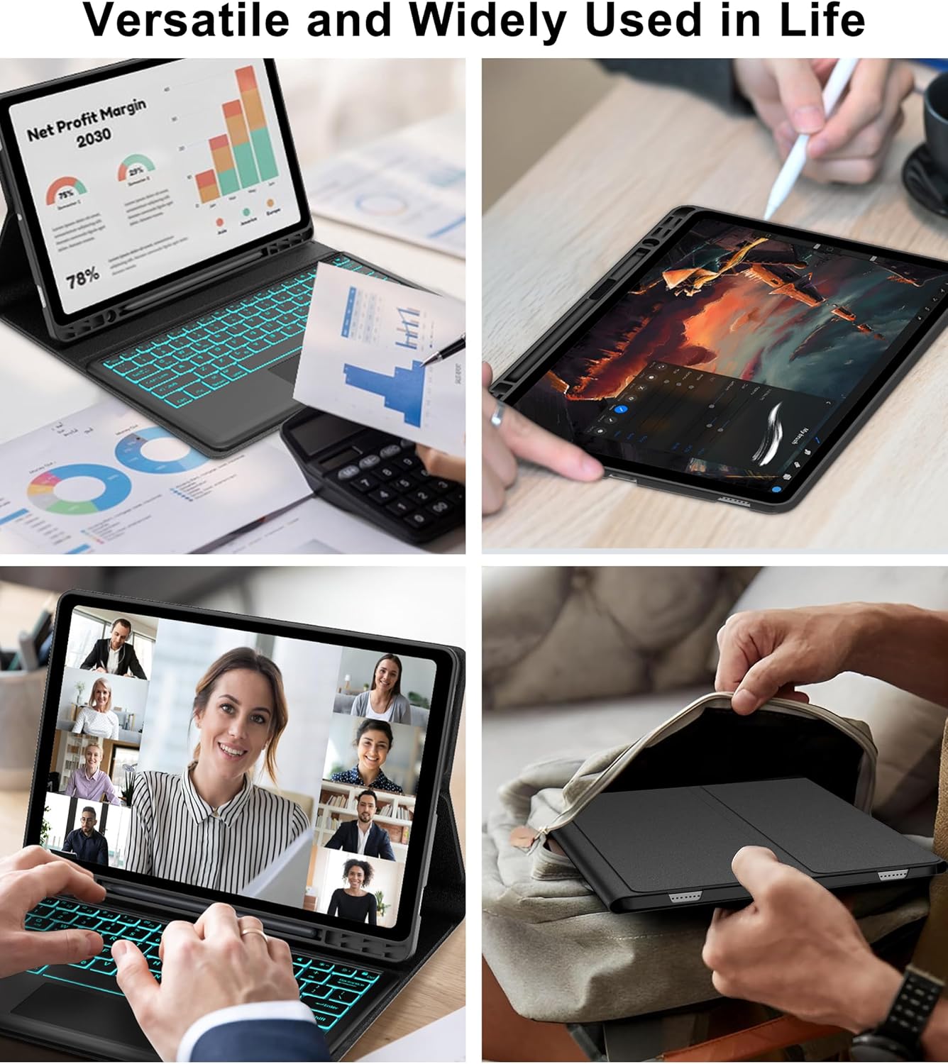 Teclado bluetooth com touchpad para tab s9/x710/s9 fe/s10 fe 11.0"