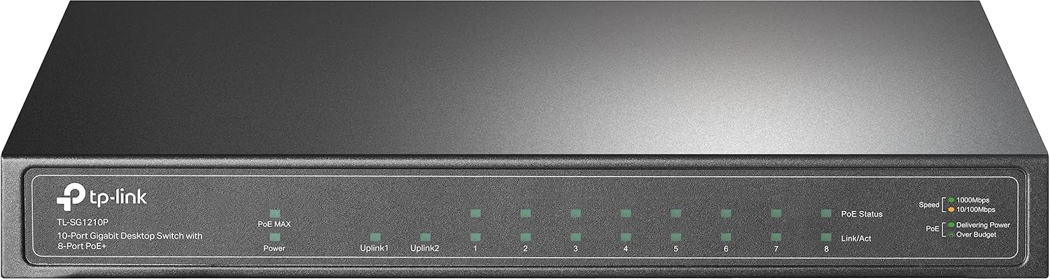 Switch de Mesa Gigabit de 10 Portas com 8 Portas PoE+TL-SG1210P