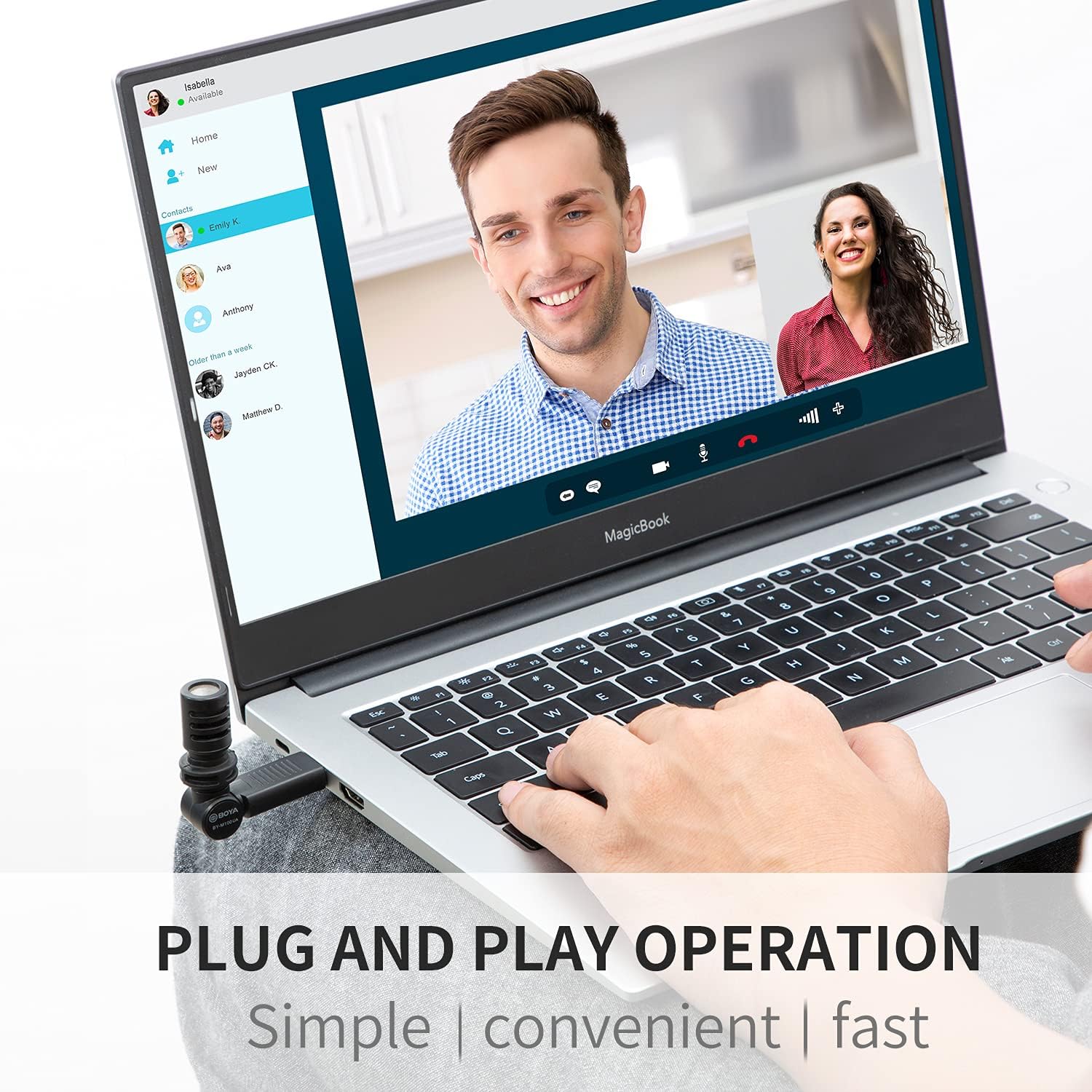 Microfone BOYA Plug &amp; Play BY-M100UA