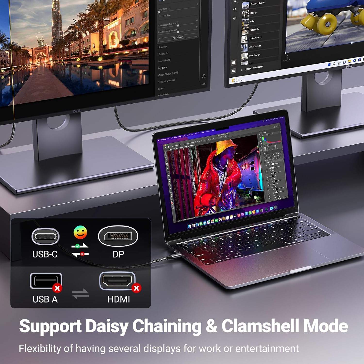 UGREEN USB C to DisplayPort 1.4 Cable 8K@60Hz 4K@240Hz Unidirectional
