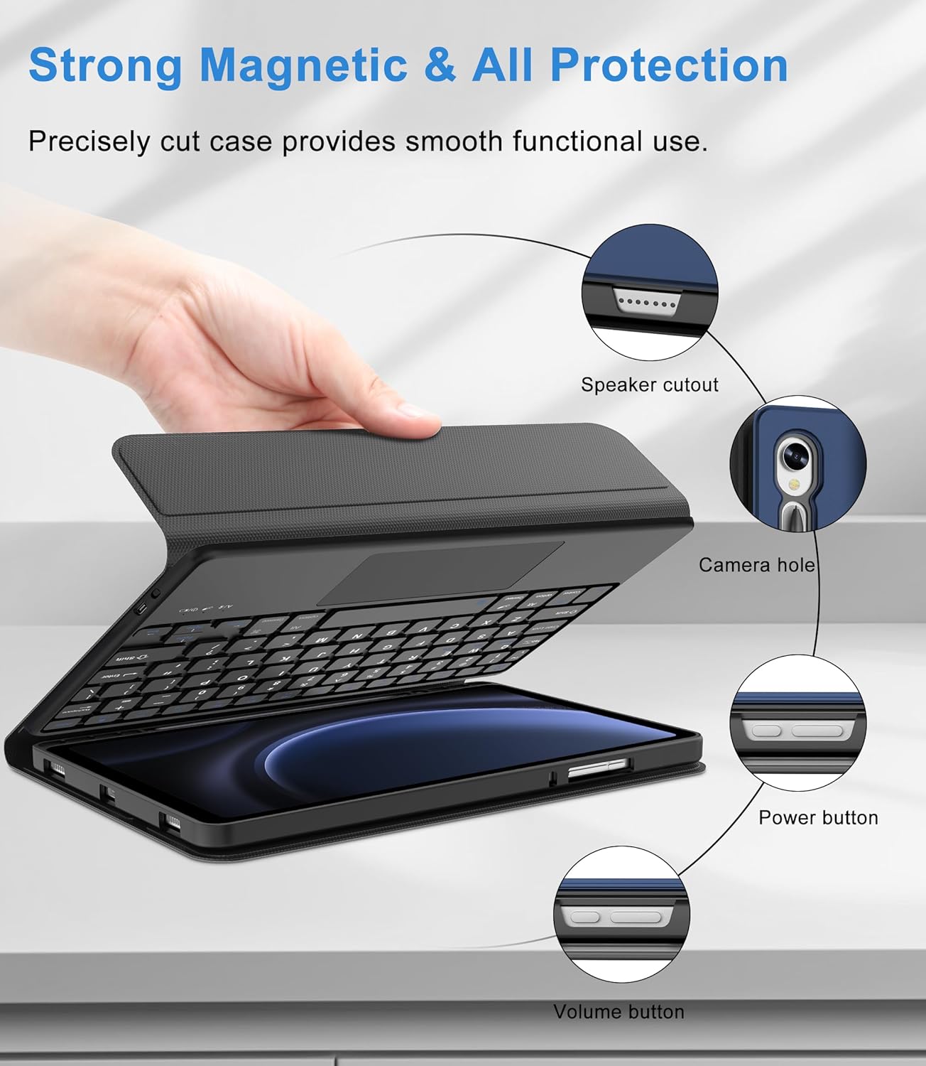 Teclado bluetooth com touchpad para tab s9/x710/s9 fe/s10 fe 11.0"
