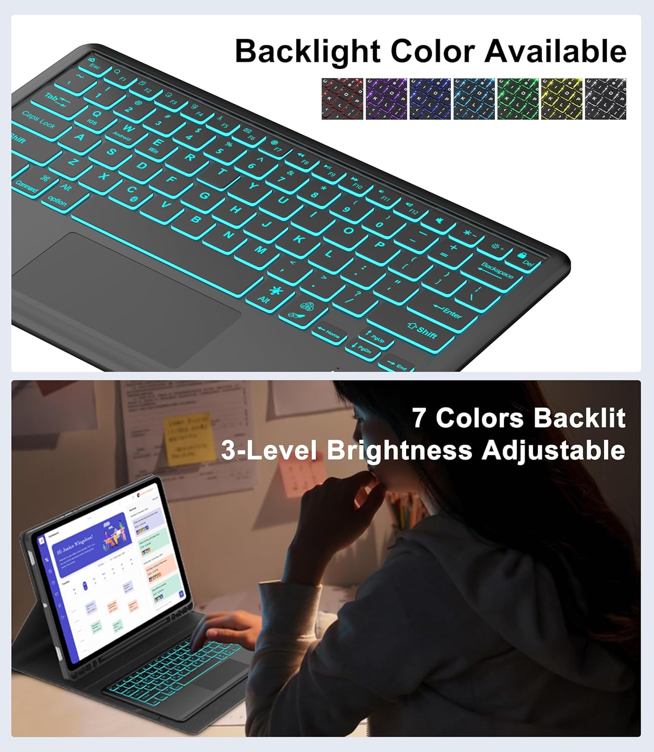 Teclado bluetooth com touchpad para tab s9/x710/s9 fe/s10 fe 11.0"