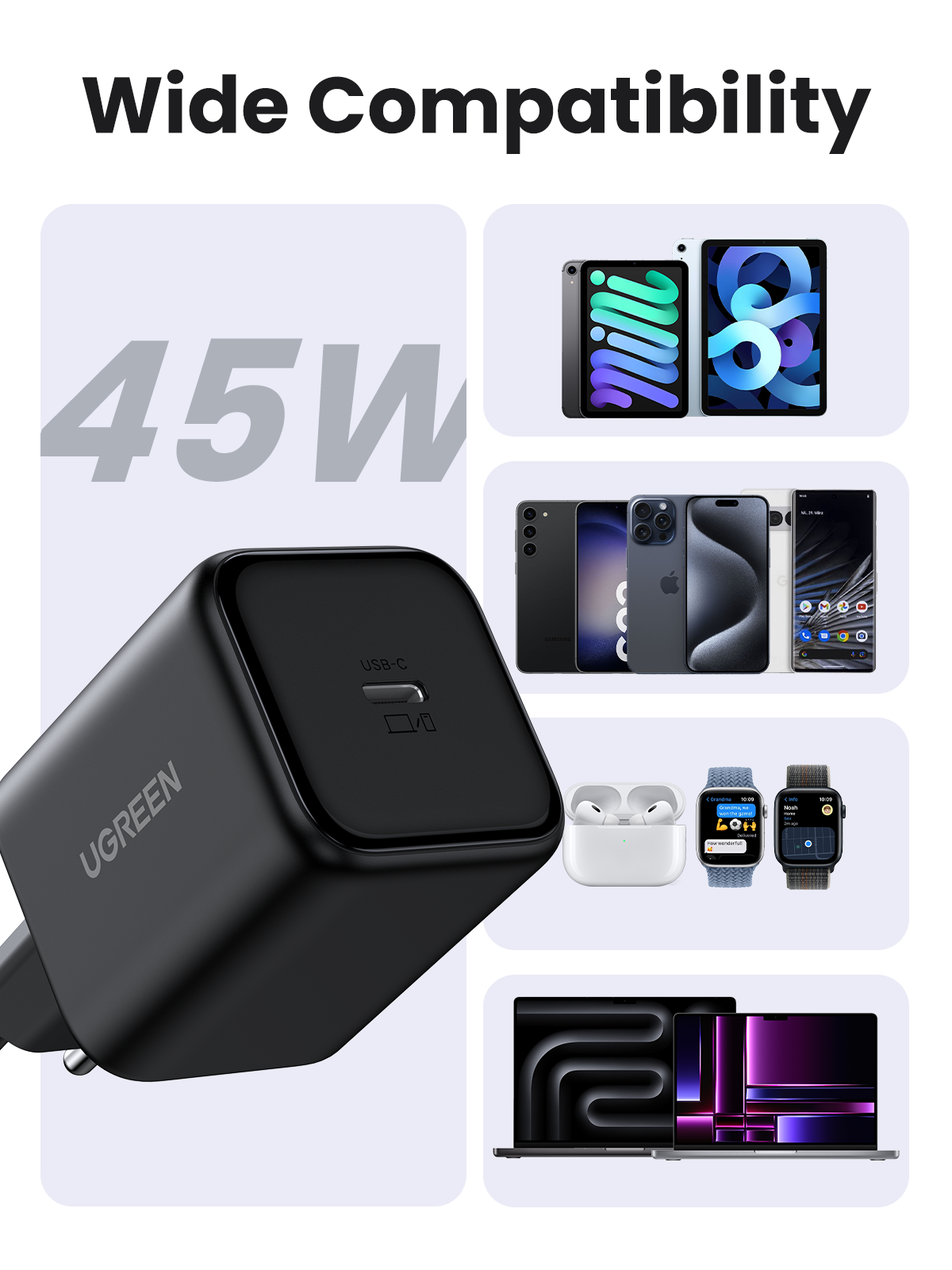 UGREEN Charger USB-C GaN Fast 45W EU Black 65052