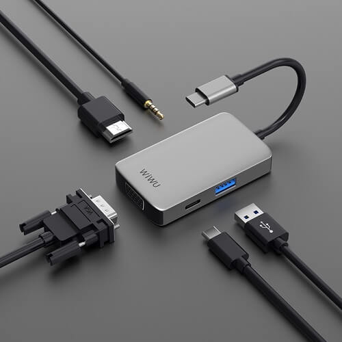 Wiwu Alpha 513HVP 5 em 1 USB 3.0 Tipo C HUB HDMI