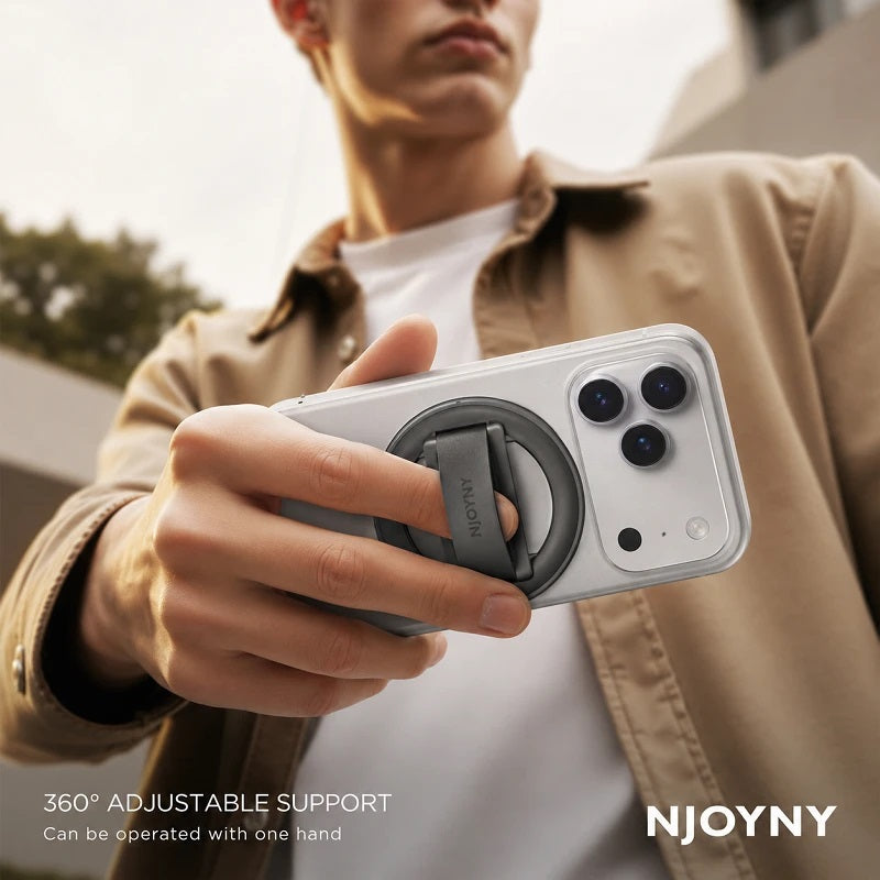 Suporte Magnético de Anel NJOYNY NY-189 360° MagSafe com Alça para Smartphone