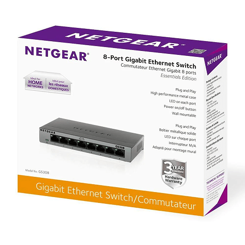 SWITCH NETGEAR 8-PORT GIGABIT ETHERNET UNMANAGED  (GS308)