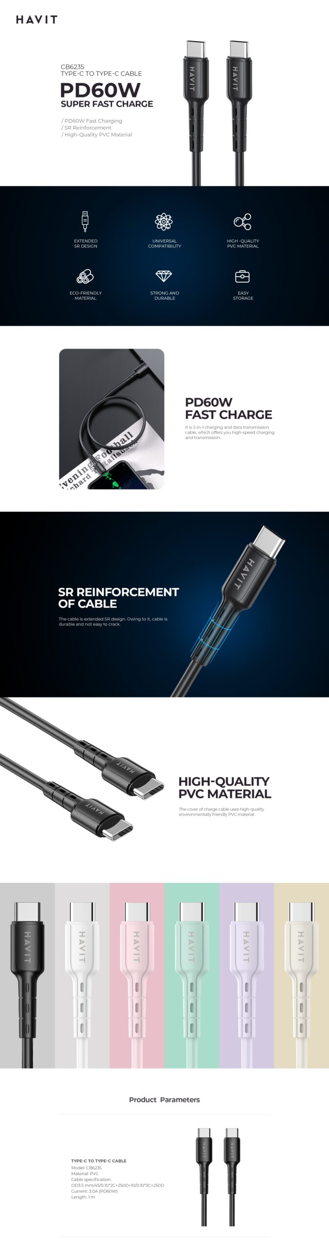 CABO SAMSUNG USB TYPE-C TO TYPE C  3A