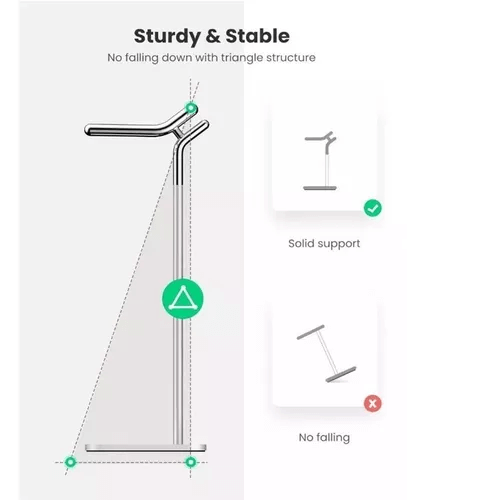 Ugreen prateado (LP143 80701) Suporte para fone de ouvido ajustável