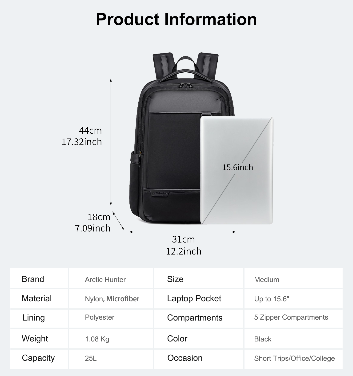Arctic Hunter Business Backpack B00810