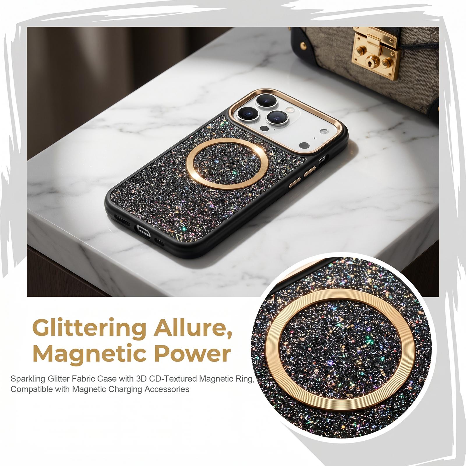 Capa RMO Shuck Up MagSafe Glitter/Texturizada com Proteção de Câmera para iPhone 17/18 Pro Max