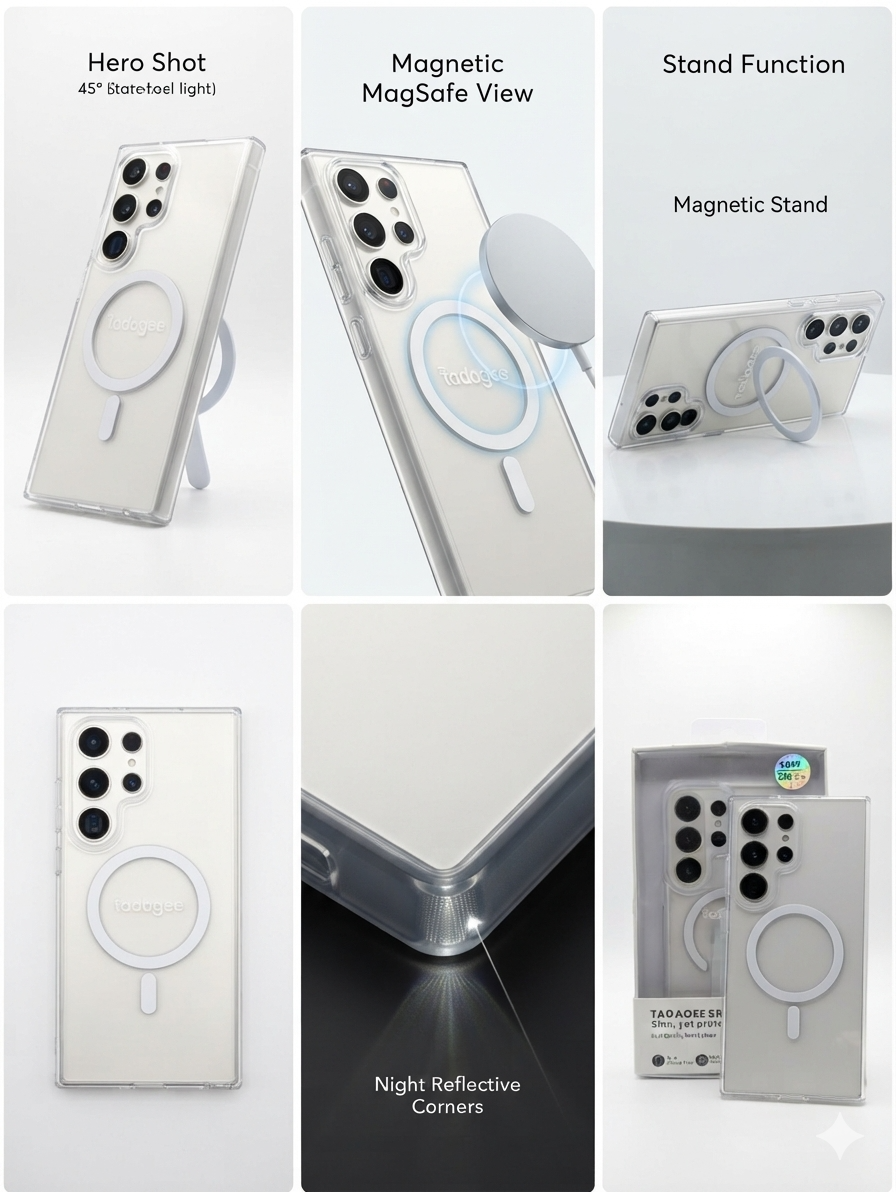 Capa TADAGEE Snap Case Ultra-Slim MagSafe com Refletores Noturnos para Samsung Galaxy S26 Ultra