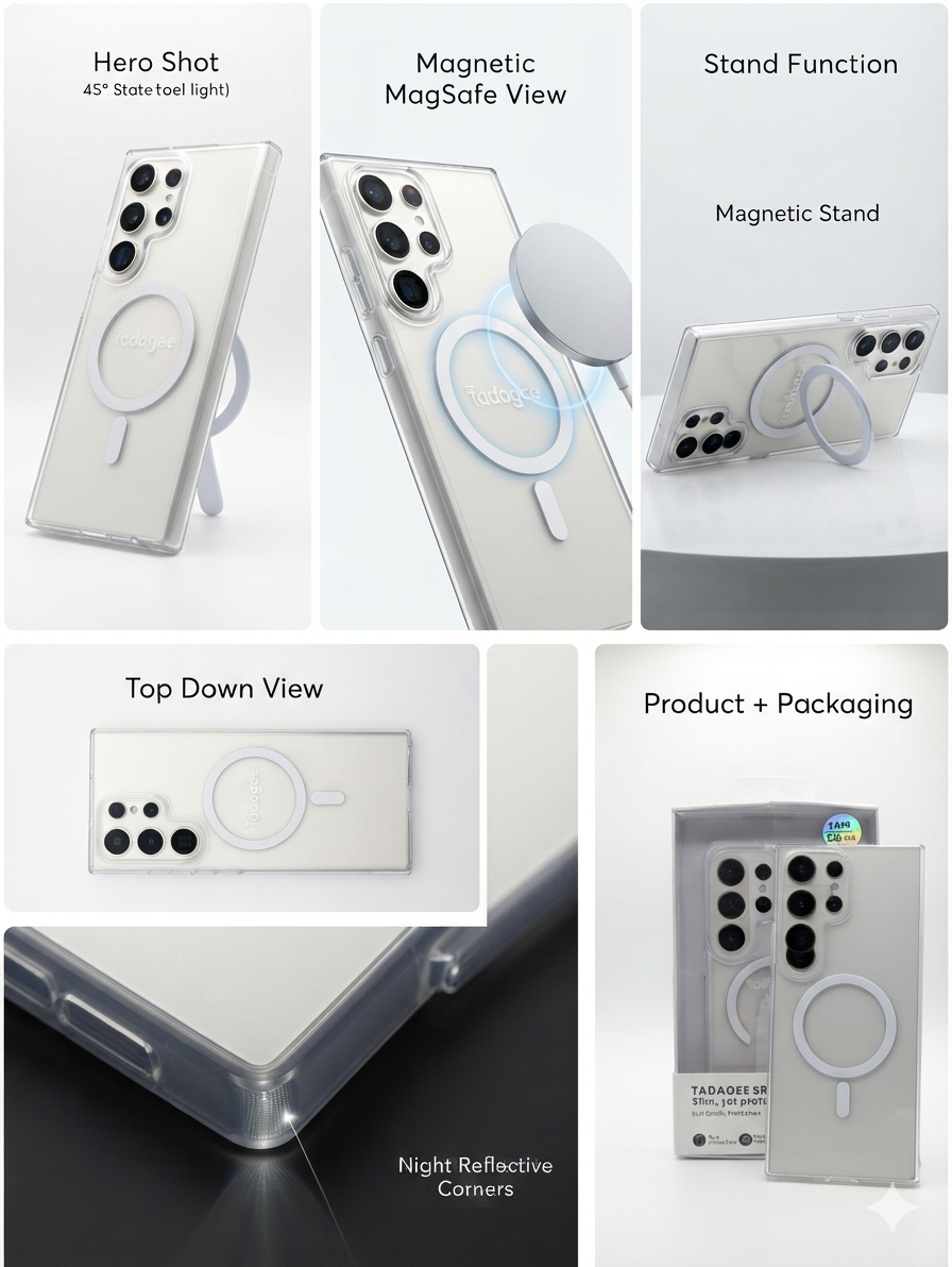Capa TADAGEE Snap Case Ultra-Slim MagSafe com Refletores Noturnos para Samsung Galaxy S26 Ultra