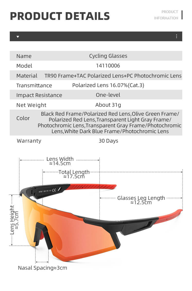 Sports Sunglasses Polarized Adjustable Nose Support Eyewear Goggle