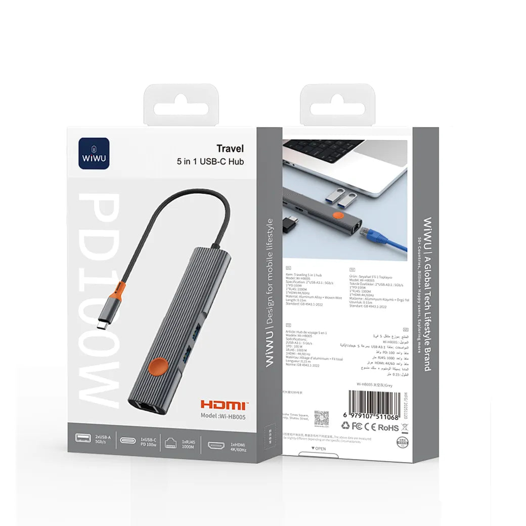 WiWU Travel 5in1 USB-C Hub Wi-HB005