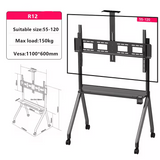 Suporte de Chão para TV 55-100" Máx.120kg com Rodas e Bandeja