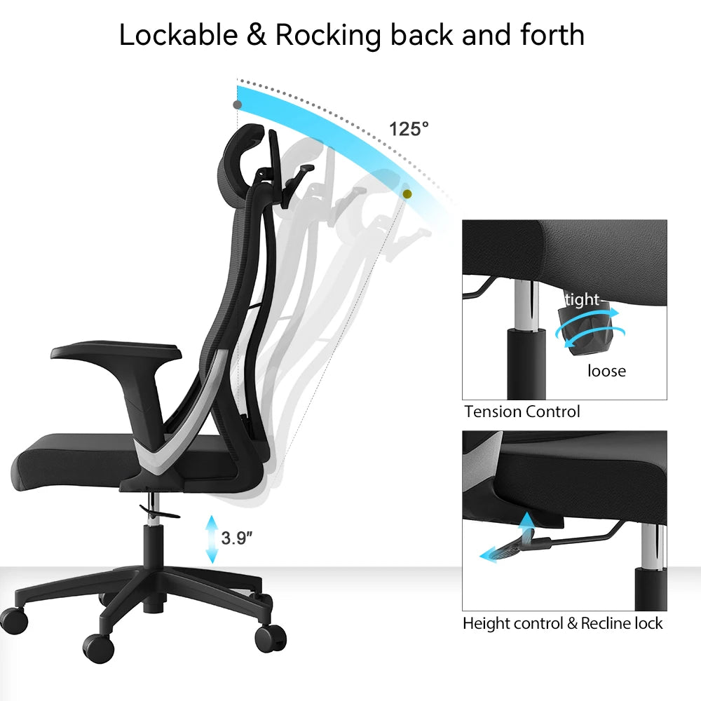 NICOLE-H, CADEIRA DE ESCRITÓRIO ERGONÔMICA