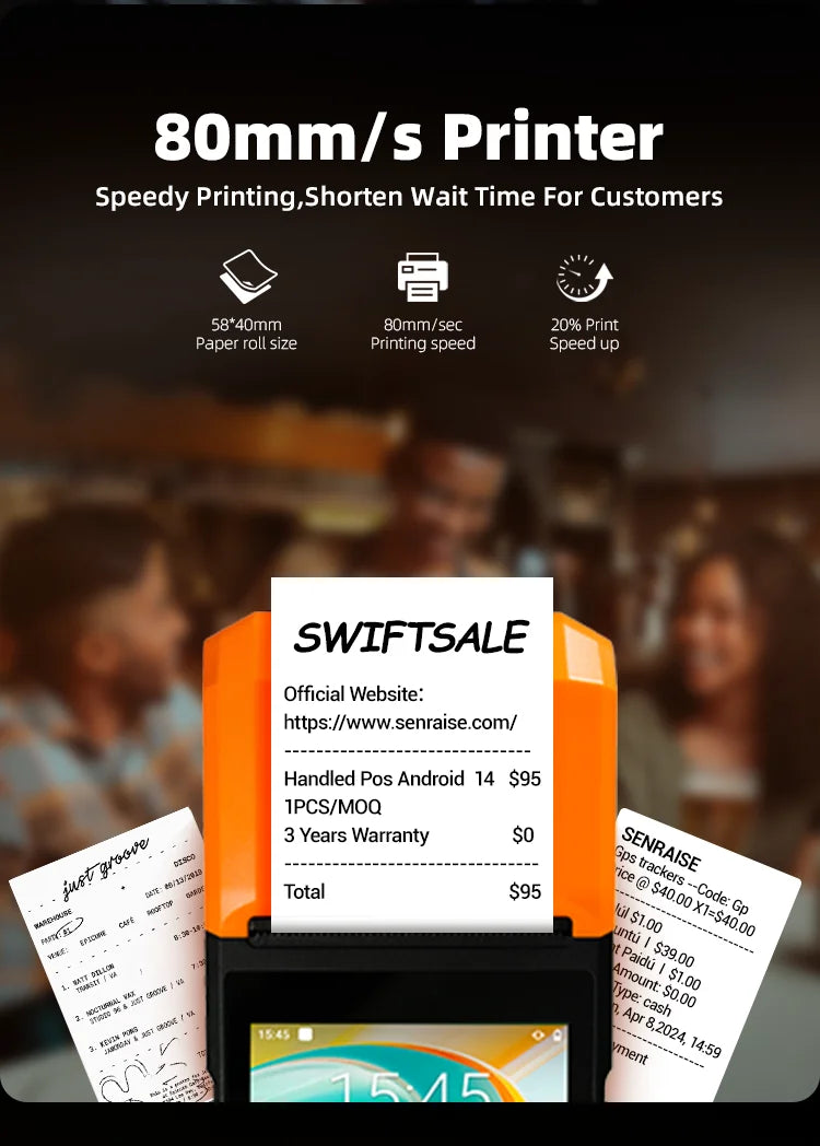 H10SE Android 13 14 OS Touch Screen Terminal Pos móvel