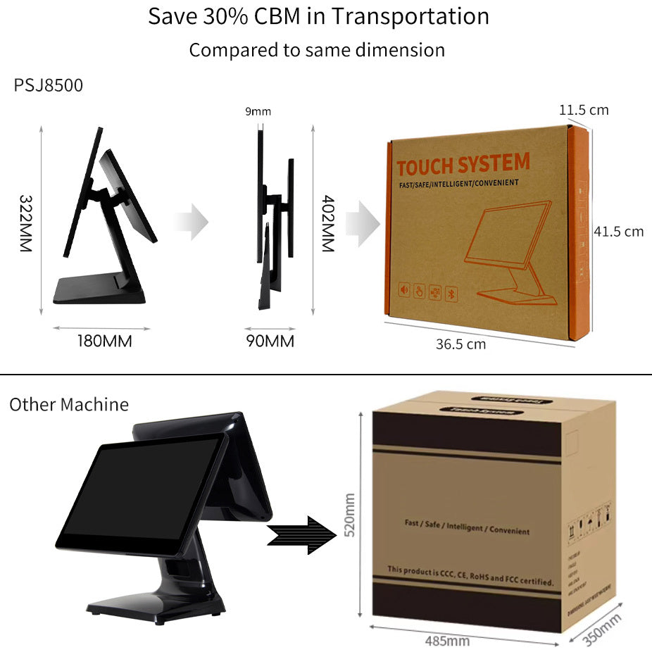 PSJ8500-D-B – POS Touch Dual Display 15.6"