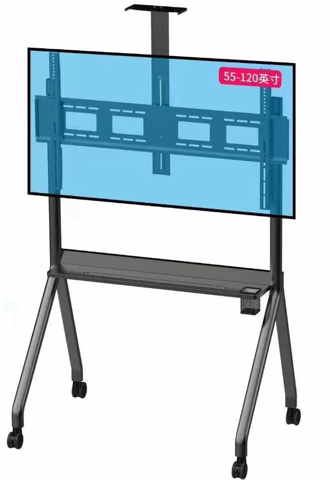 Suporte de Chão para TV 55-100" Máx.120kg com Rodas e Bandeja