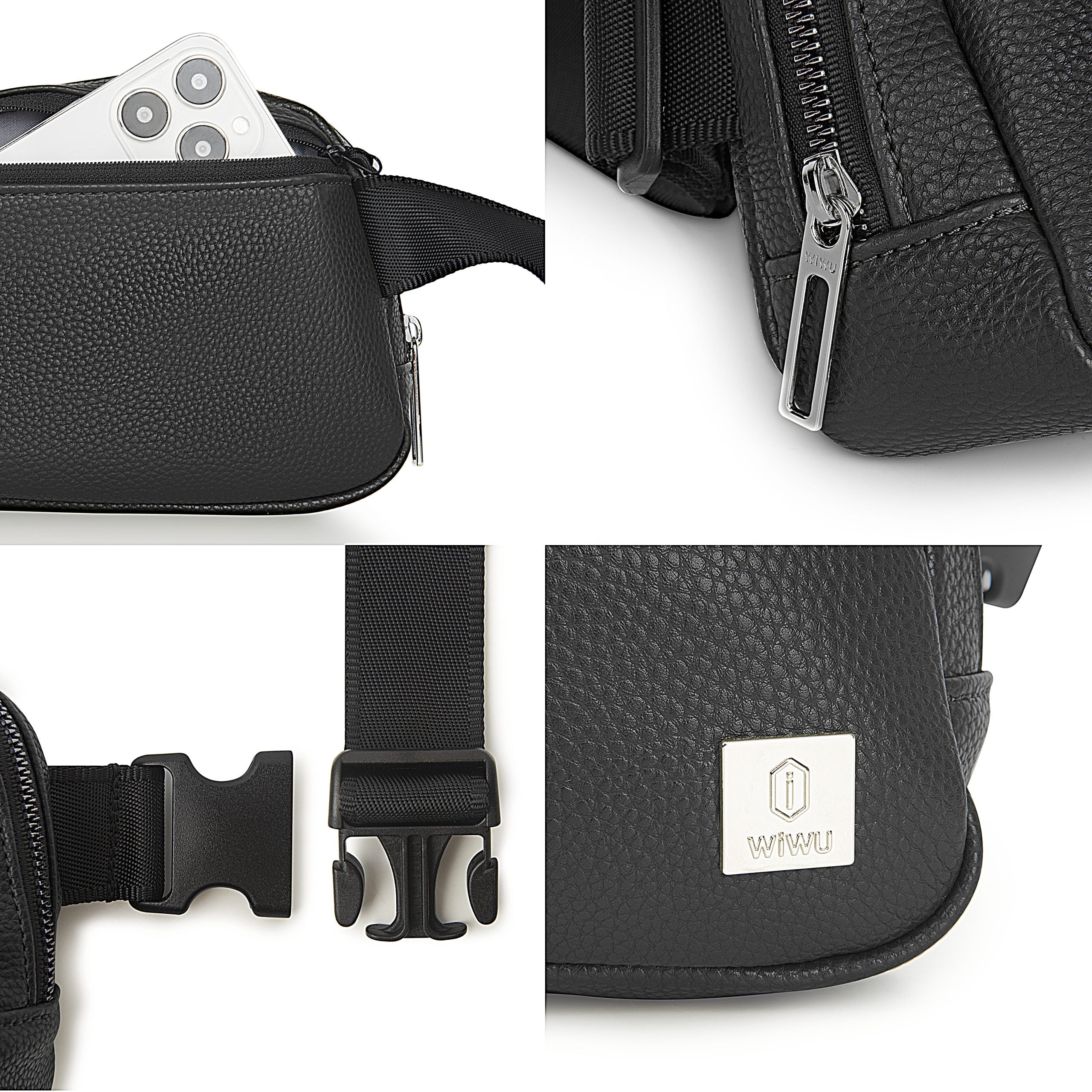 WiWU Lulu Crossbody PU Leather Bag Black
