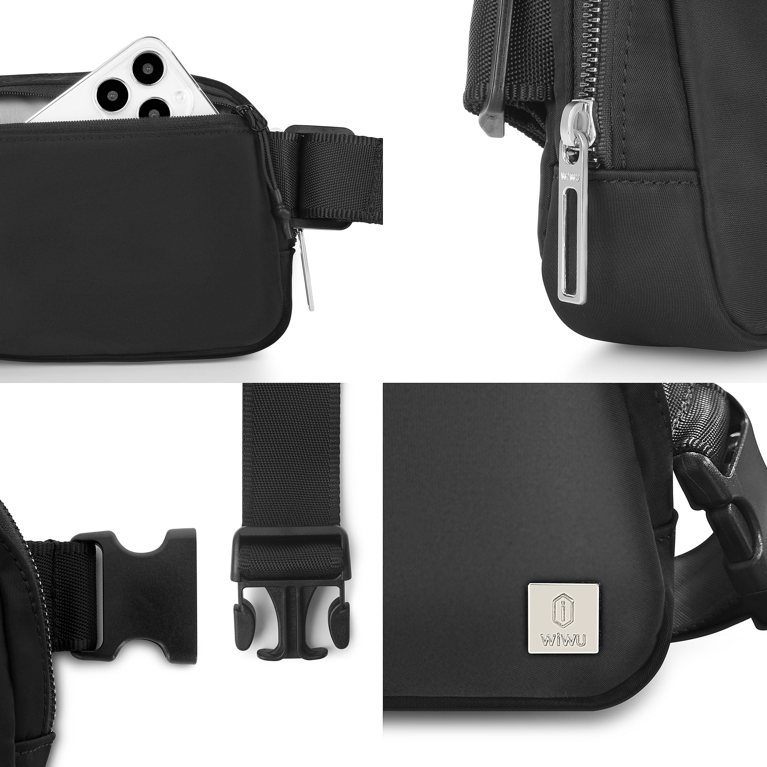 WiWU Lulu Crossbody PU Leather Bag Black