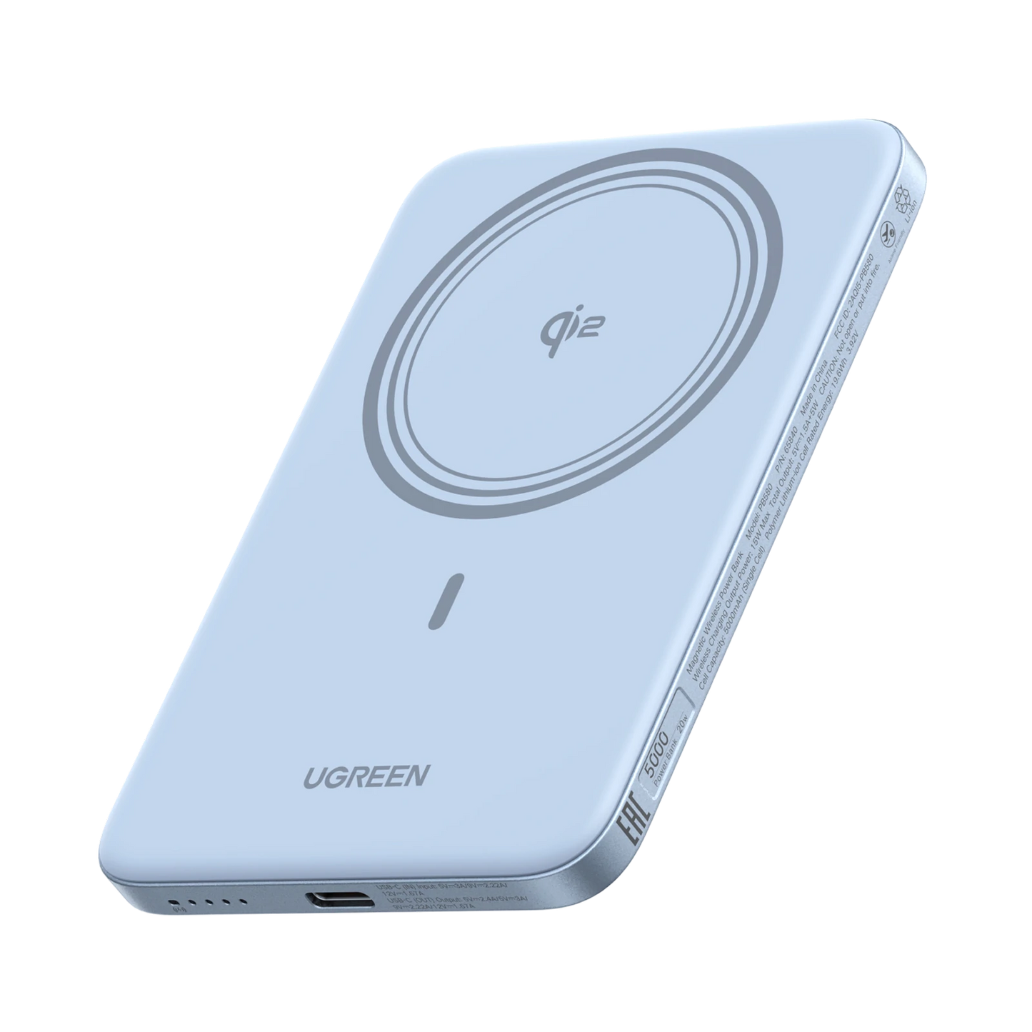 Power Bank UGREEN Magflow Air 5000mAh Qi2 15W, Ultrafino de 8,6 mm (Azul Star Light) 95931B