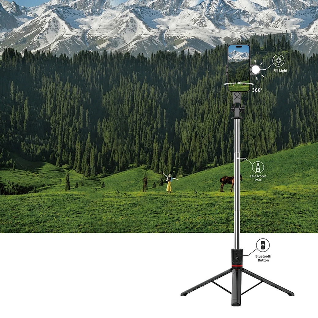 WiWU Wi-SE015 – Tripé Selfie Stick com Luz LED e Bluetooth