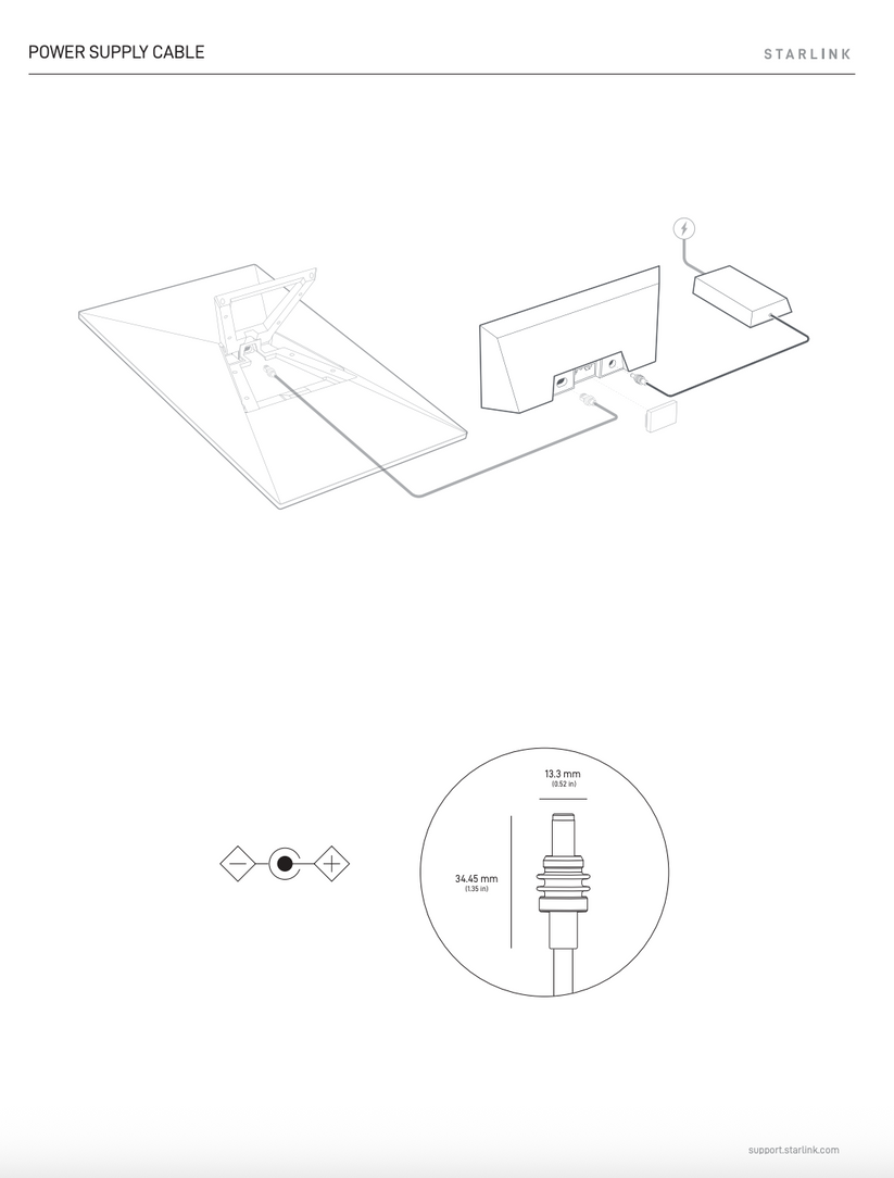 Fonte de alimentação padrão CC para CC para prato plano padrão Starlink Gen 3 Starlink Dish