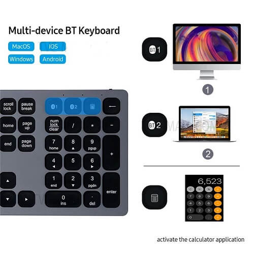 Teclado Sem Fio WiWU com 110 Teclas para Laptop