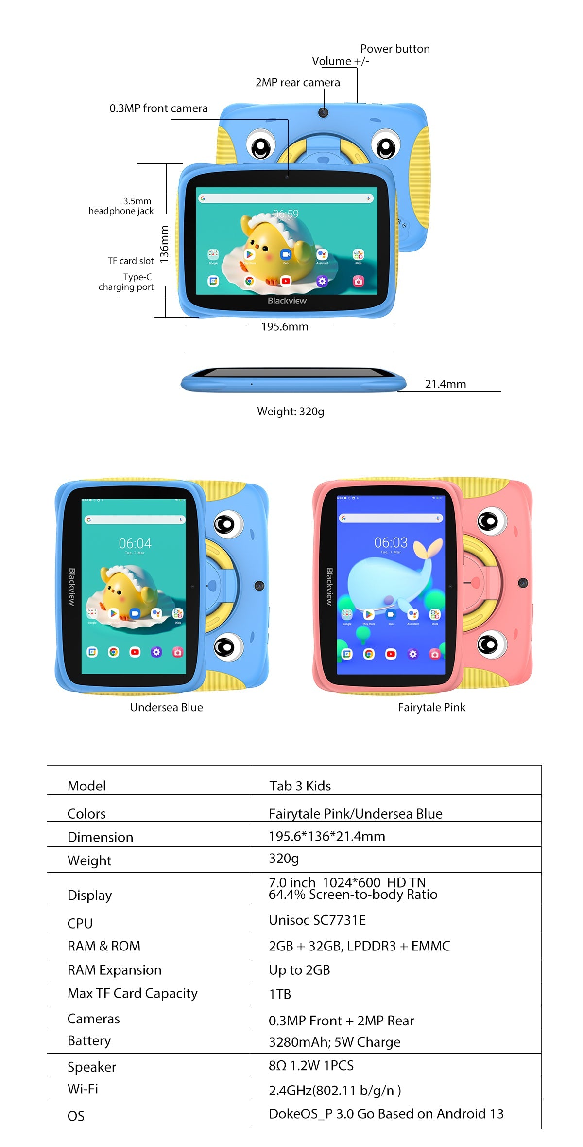 Blackview Tab 3 Kids 7" 2+32GB Children Edition